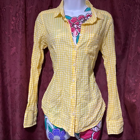 J Crew White Yellow Seersucker Button Down Shirt - Picture 2 of 4